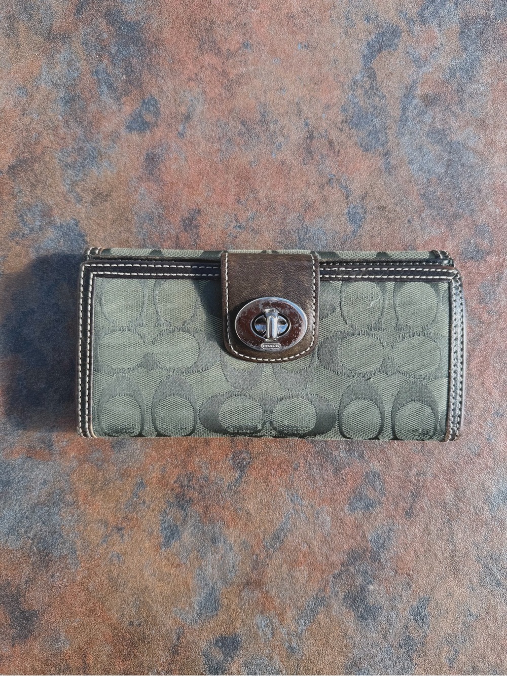 Y2K Coach Signature Turnlock Wallet, ‘C’ Monogram Pattern